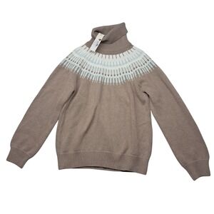 NWT Burgess Helsinki Fair Isle Sweater Women's XL Brown Cotton Cashmere Nordic‎